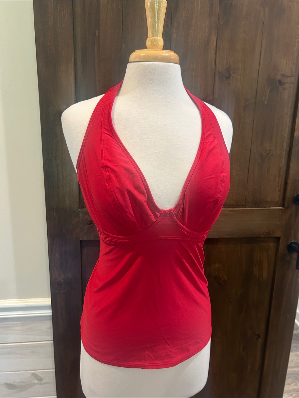 M112 Birdsong Red Halter Tankini Top - Women Swim - Size 32H